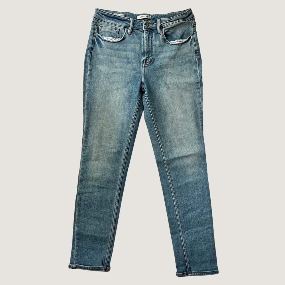 Vigoss Thompson Tomboy Jeans Light Blue Skinny High Rise Stretch 29